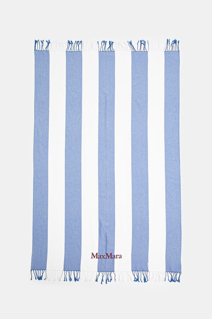Max Mara Beachwear prosop de plajă din bumbac alb 2616591019600