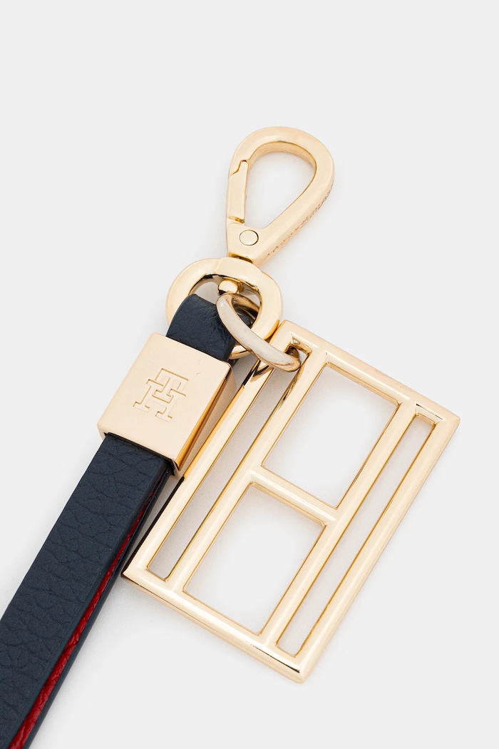 Kožená kľúčenka Tommy Hilfiger AW0AW18299 tmavomodrá SS26