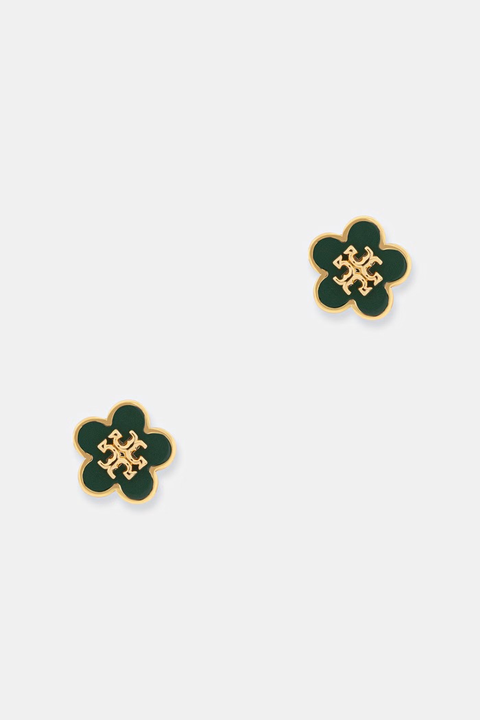 Tory Burch kolczyki Forger Me Not zielony 147151