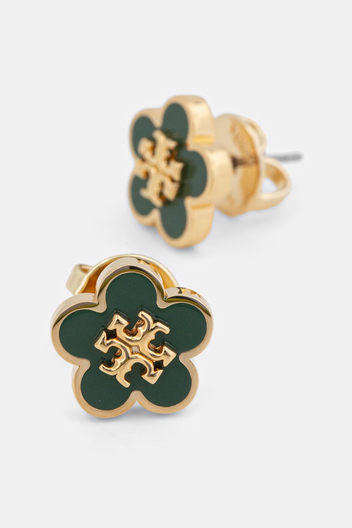 Tory Burch kolczyki Forger Me Not 147151 zielony SS26