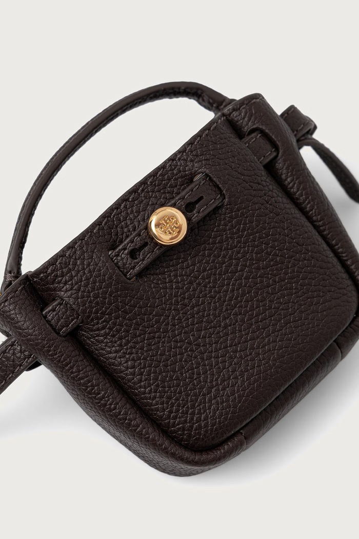 Tory Burch ключодържател дамски от кожа Romy 184996 кафяв SS26