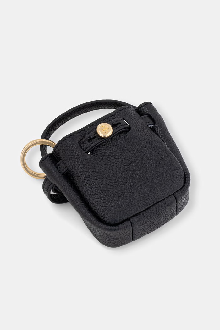 Kožená kľúčenka Tory Burch Romy čierna 184996