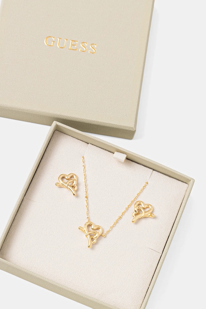 Náhrdelník a náušnice Guess LOVE BITES zlatá JUBS06.010JW