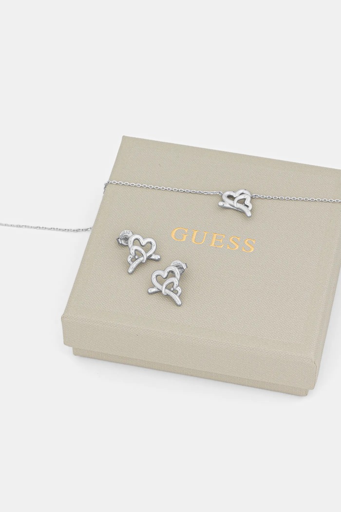 Náhrdelník a náušnice Guess LOVE BITES strieborná JUBS06.010JW