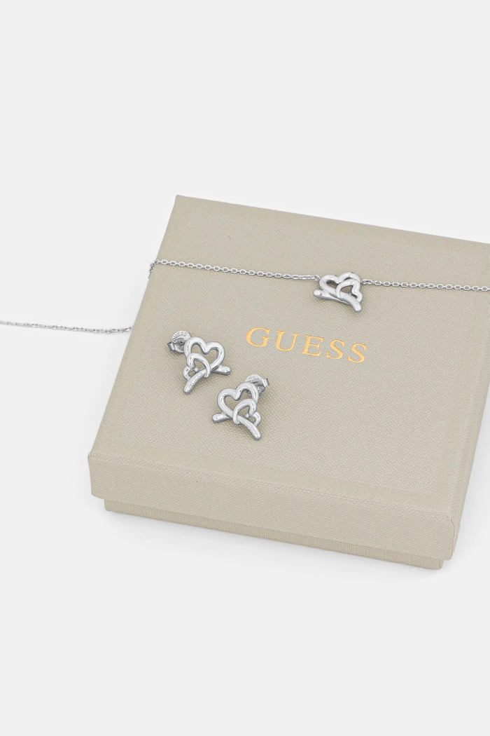 Náhrdelník a náušnice Guess LOVE BITES strieborná JUBS06.010JW