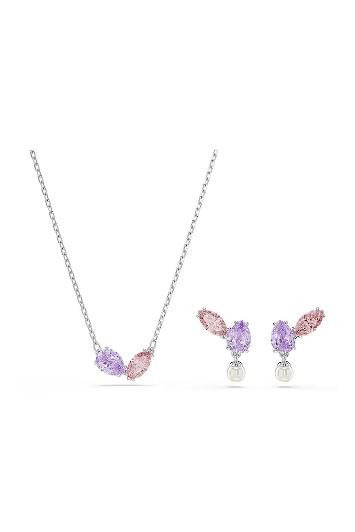 Swarovski komplet biżuterii damski metalowy z kryształem Swarovski Ariana Grande x Swarovski srebrny 5746577