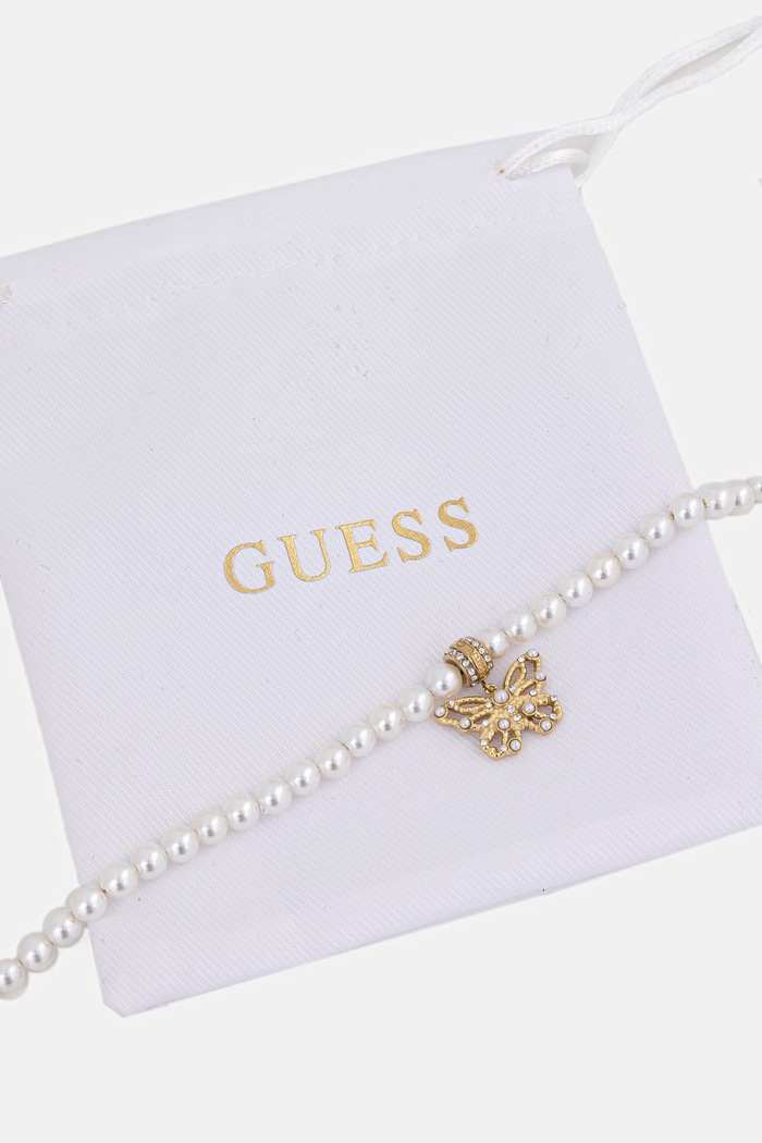 Doplňky Guess Náramek dámský z nerezové oceli BORBOLETA JUBB06.124JW bílá