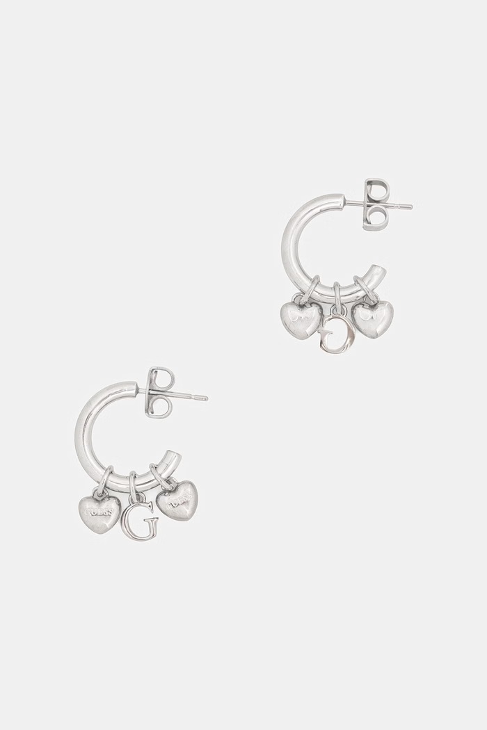 Guess náušnice dámske z nehrdzavejúcej ocele G TALISMAN strieborná JUBE06.198JW