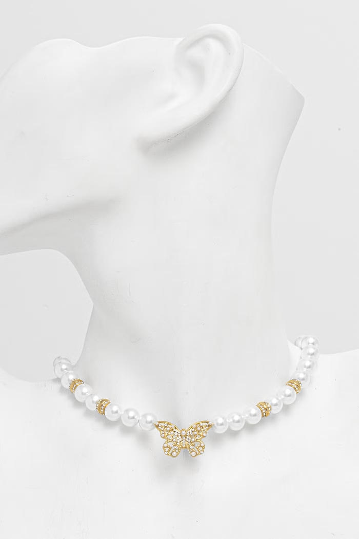 Guess Колие женско от неръждаема стомана BORBOLETA JUBN06.120JW бял SS26