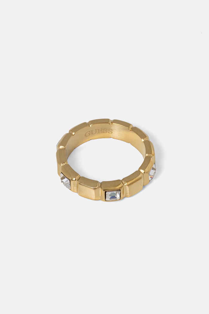 Guess dámský prstýnek z nerezové oceli ACE OF DIAMONDS zlatá JUBR06.181JW