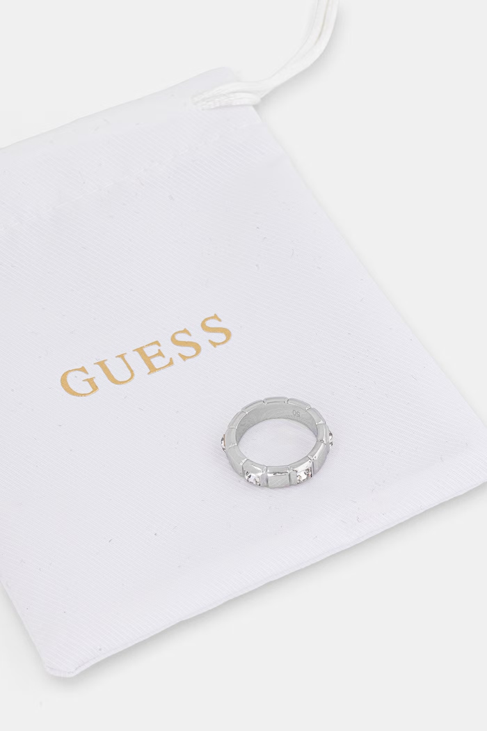 Doplňky Guess prstýnek dámský nerezový ACE OF DIAMONDS JUBR06.181JW stříbrná