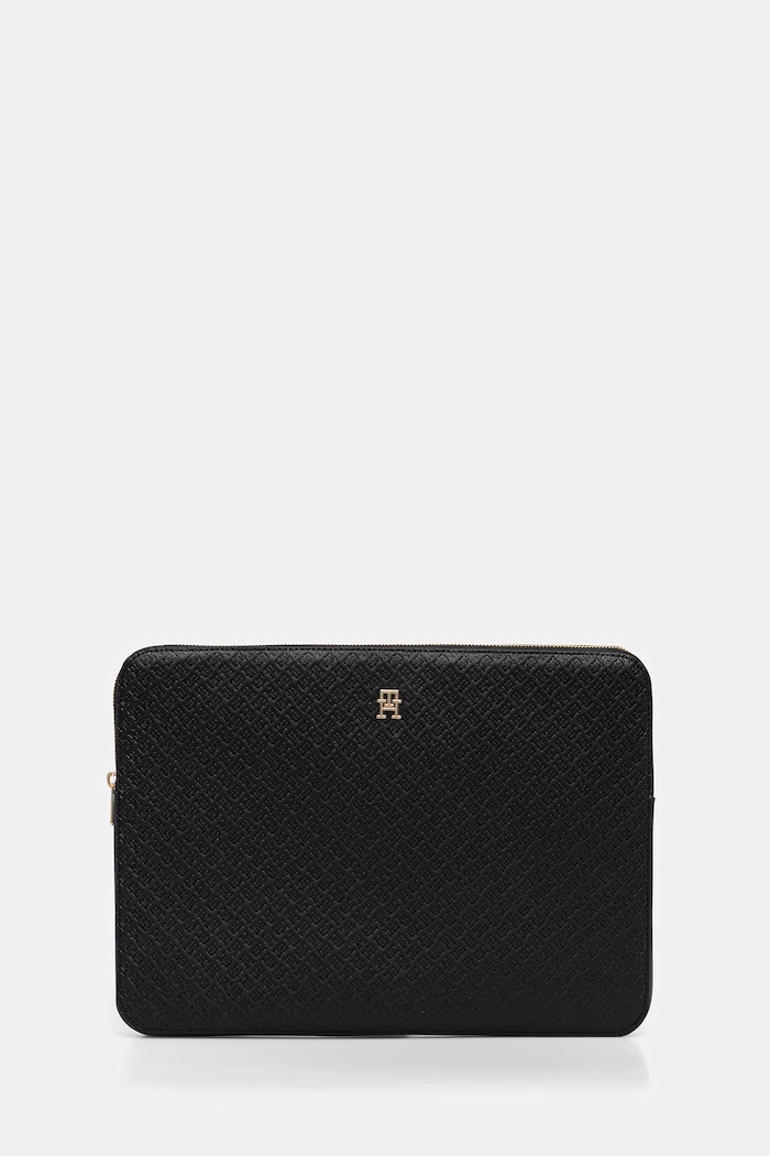 Tommy Hilfiger husă de laptop pentru femei, cu imitație de piele negru AW0AW18603