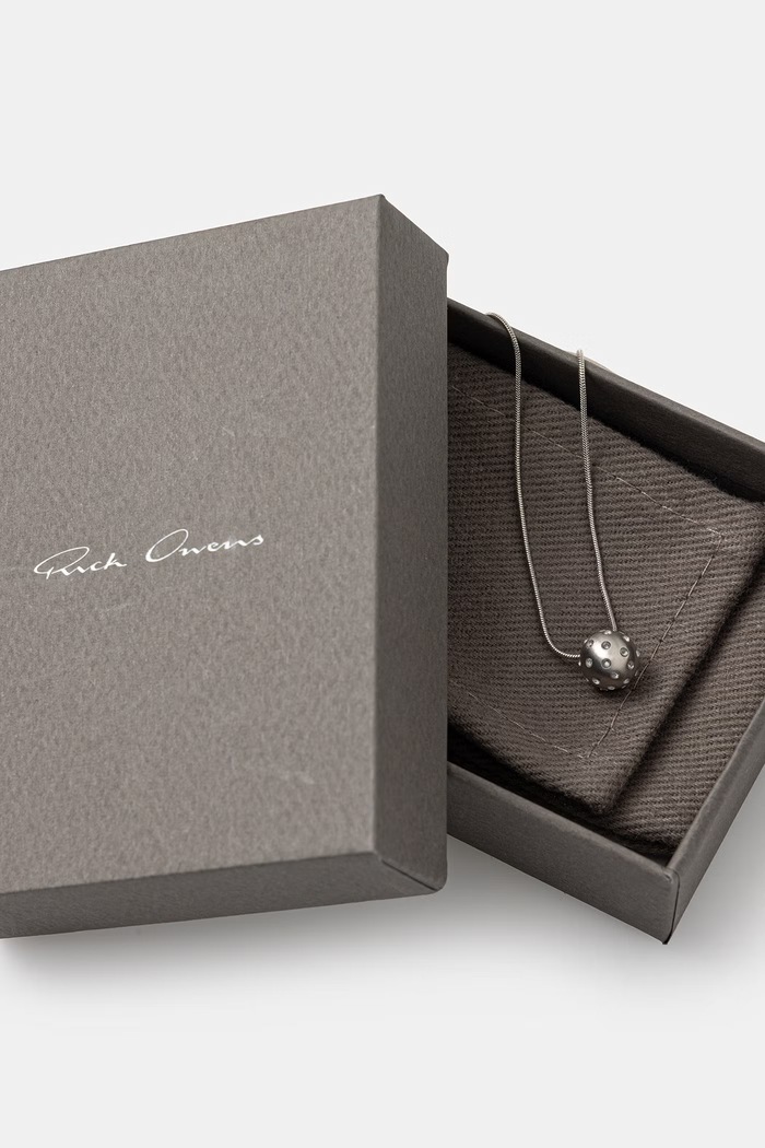 Rick Owens DRKSHDW Mini Orb Women's metal pendant necklace silver RJ0000134.MMTRS1