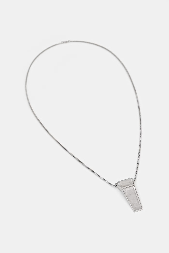 Ogrlica Rick Owens DRKSHDW Crystal Trunk prirodni kamen srebrna RJ0000027.MMTES2