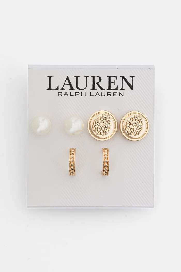 Lauren Ralph Lauren sada náušníc dámskych kovových 3-pak zlatá 14G01409