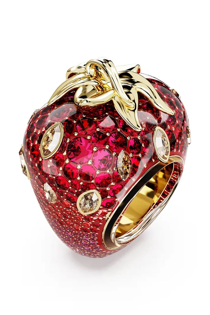 Swarovski pierścionek damski pozłacany z kryształem Swarovski IDYLLIA 5744916 czerwony SS26