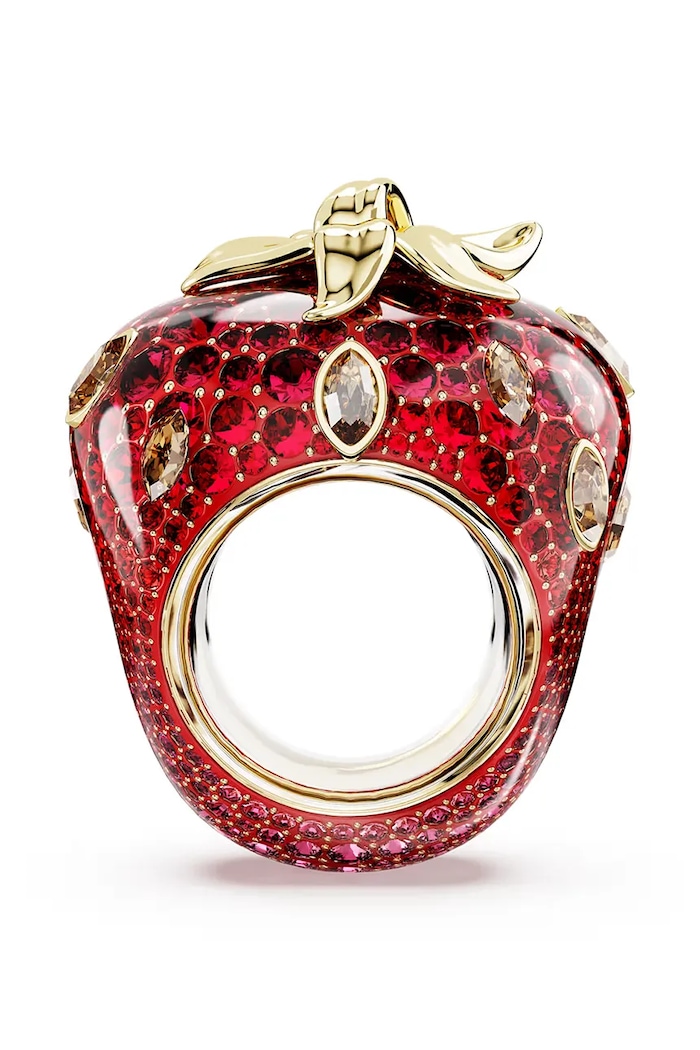 Akcesoria Swarovski pierścionek damski pozłacany z kryształem Swarovski IDYLLIA 5744916 czerwony