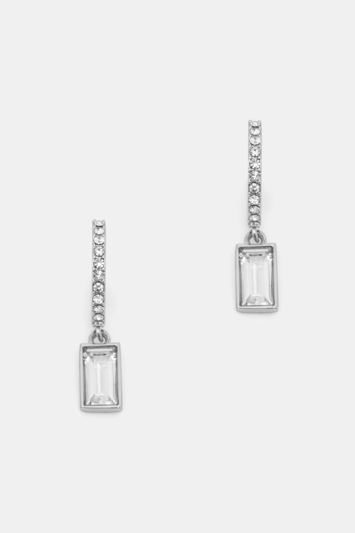 Lauren Ralph Lauren kolczyki damskie metalowe z cyrkonią ELYSE srebrny 14G01459