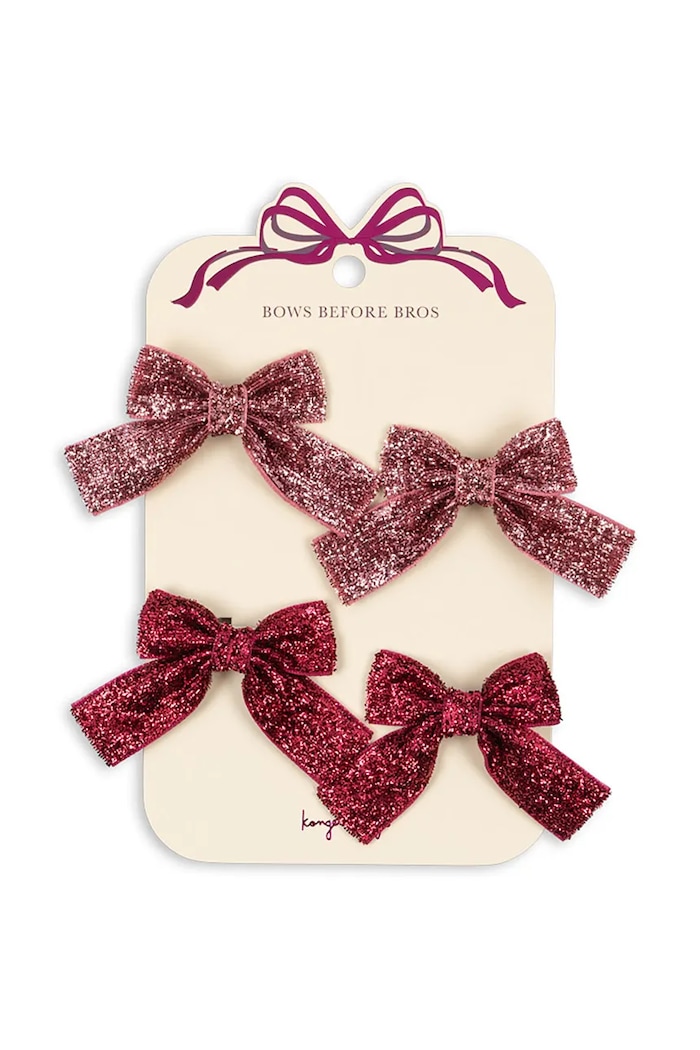 Дитячі шпильки для волосся Konges Sløjd GLITTER BOW HAIR CLIPS 4-pack бордо KS104615.PPY2