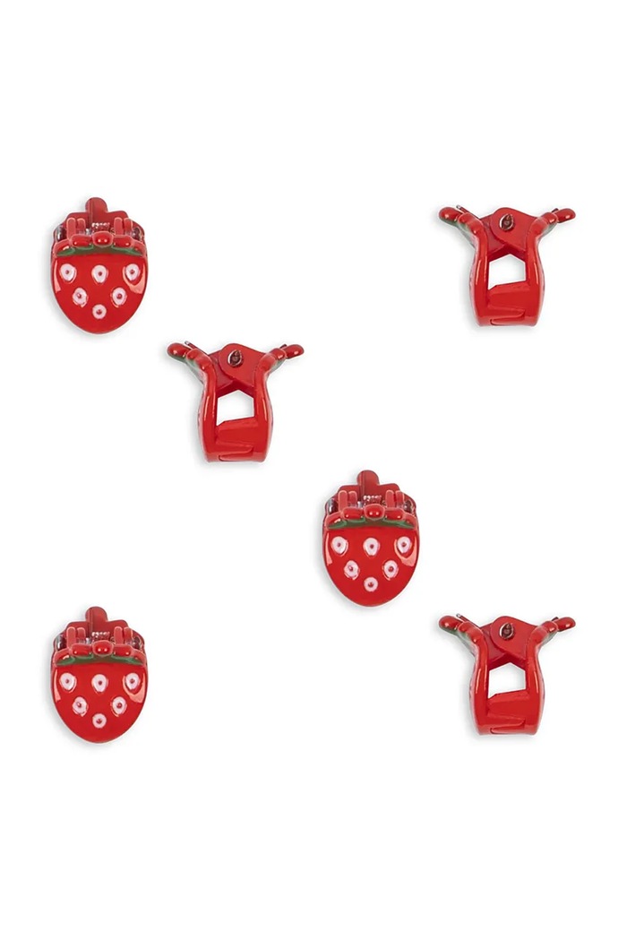 Konges Sløjd detské sponky do vlasov 6 pak MINI FRAISE HAIR CLAWS 6-pak KS104619.PPY2 červená SS26