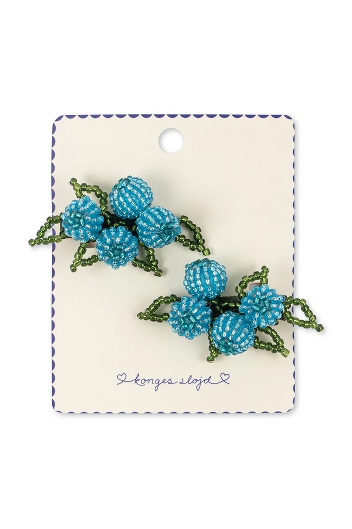 Konges Sløjd lasnice otroške 2 PACK BLUEBERRY BEADED HAIR CLIP modra KS105213.PPY2