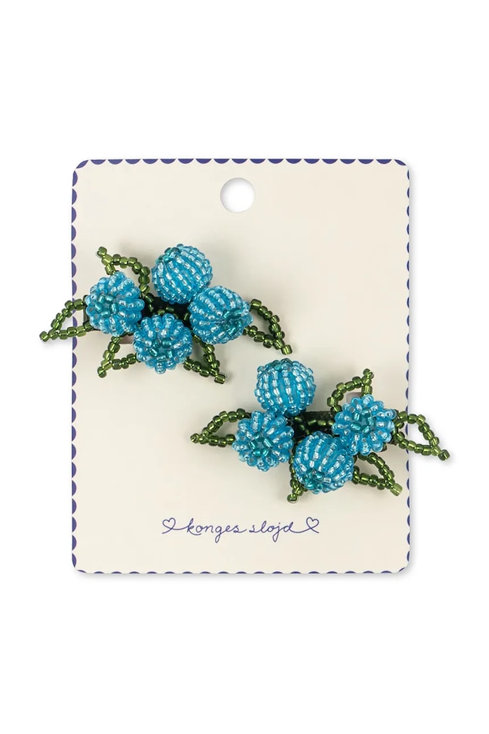 Konges Sløjd lasnice otroške 2 PACK BLUEBERRY BEADED HAIR CLIP modra KS105213.PPY2