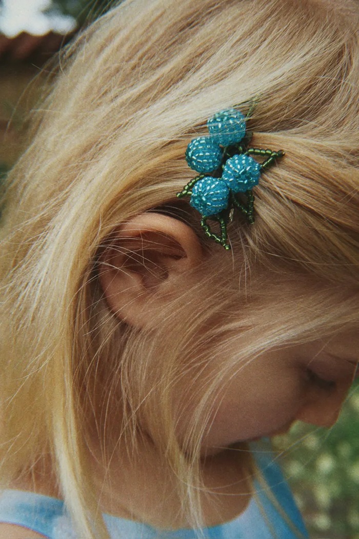 Konges Sløjd lasnice otroške 2 PACK BLUEBERRY BEADED HAIR CLIP modra KS105213.PPY2