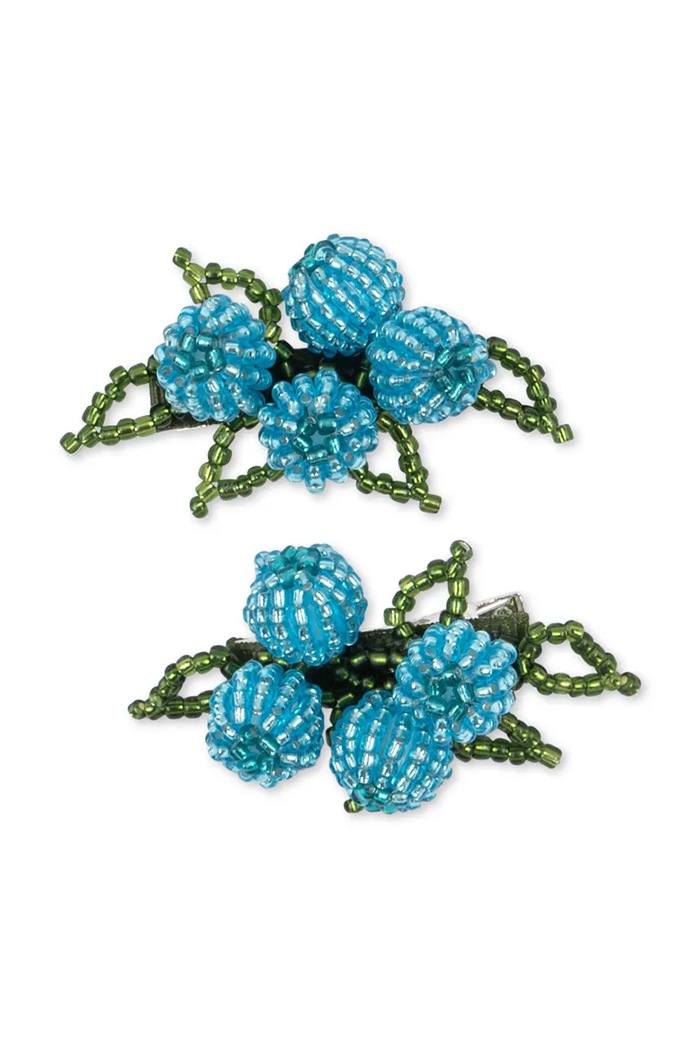 Konges Sløjd lasnice otroške 2 PACK BLUEBERRY BEADED HAIR CLIP KS105213.PPY2 modra SS26