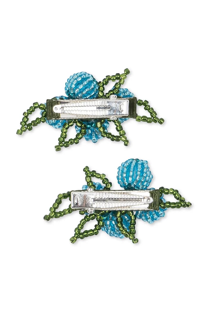 Deklice Konges Sløjd lasnice otroške 2 PACK BLUEBERRY BEADED HAIR CLIP KS105213.PPY2 modra