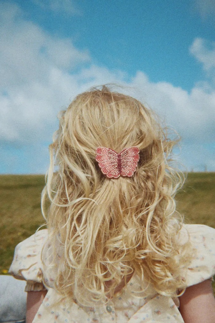 Lány Konges Sløjd gyerek hajcsat BUTTERFLY BEADED HAIR CLIP KS105300.PPY2 rózsaszín
