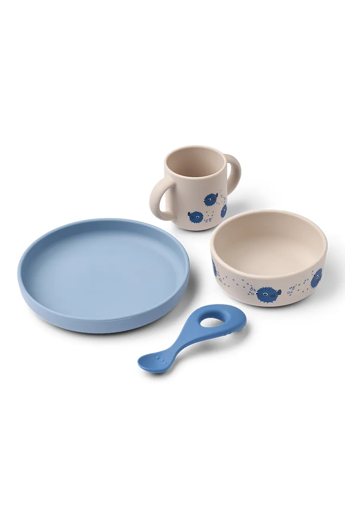 Παιδικό σερβίτσιο πιάτων Liewood Vivi Printed Tableware Set μπλε LW15135.PPY2