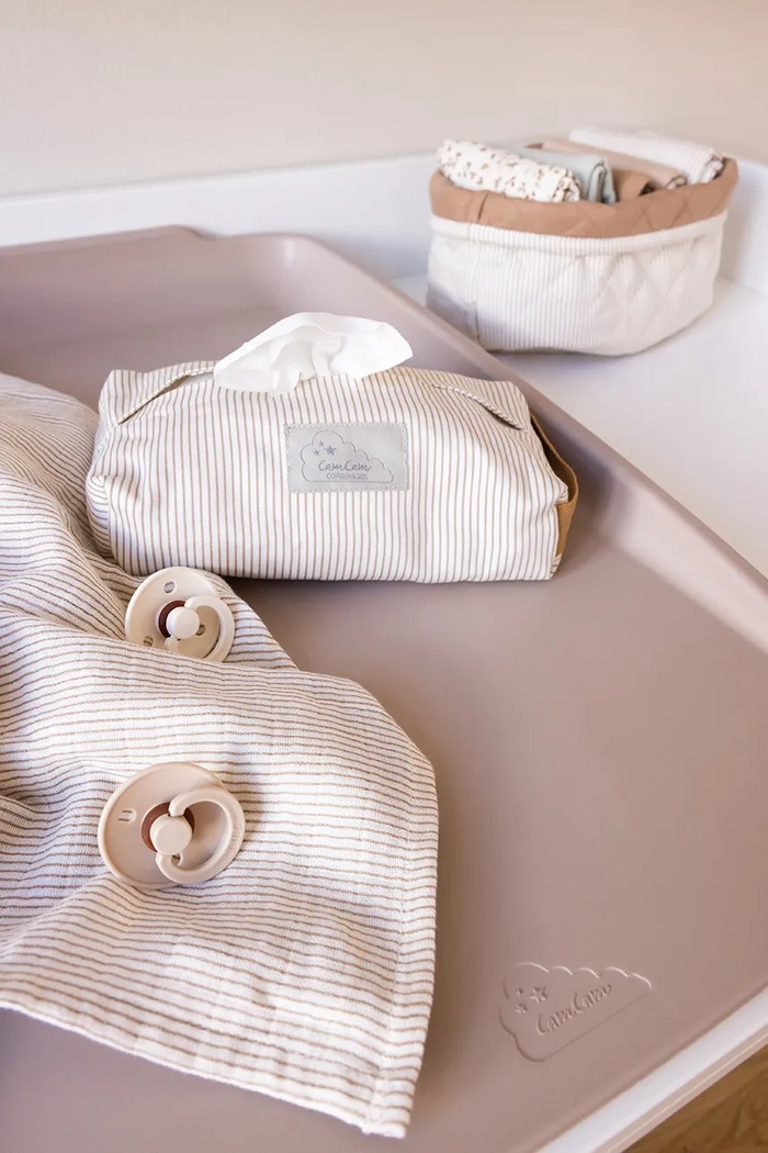 Cam Cam Copenhagen чехол для салфеток для детей хлопковый Classic Stripes Camel 1650.P88 бежевый SS26