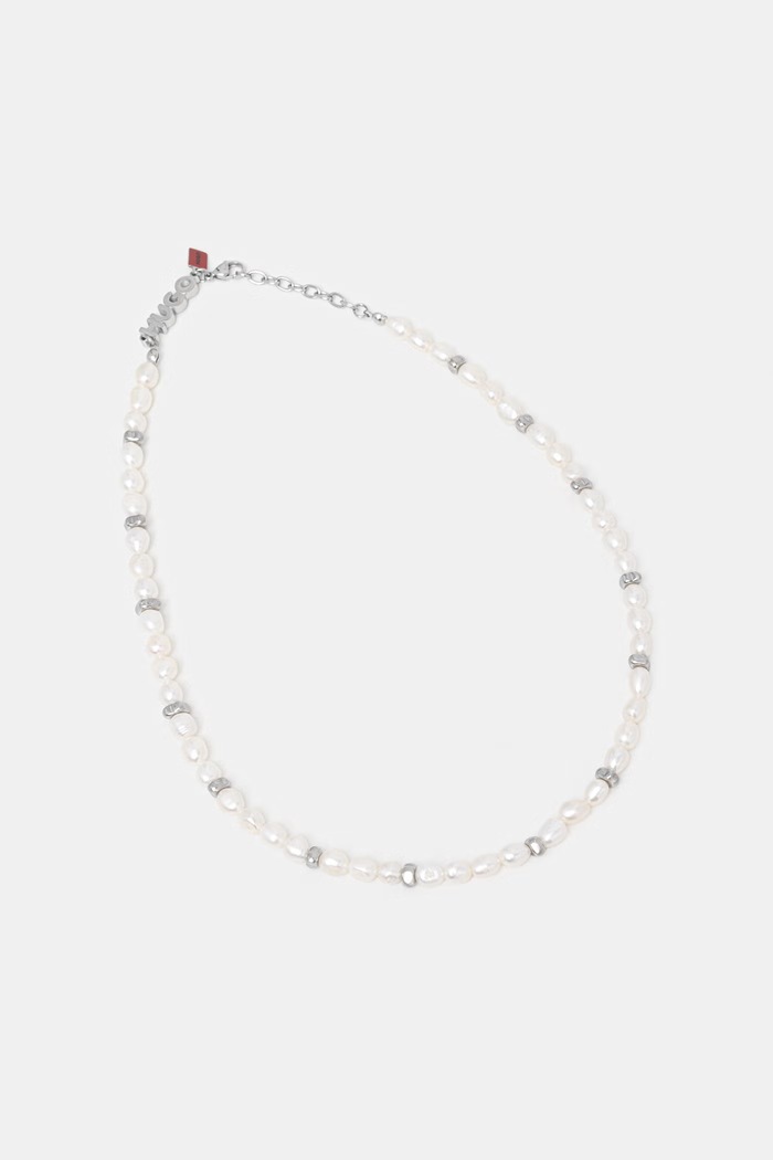 HUGO náhrdelník pánsky perleťový E-SHELLBEADS2-NEC strieborná 50552603