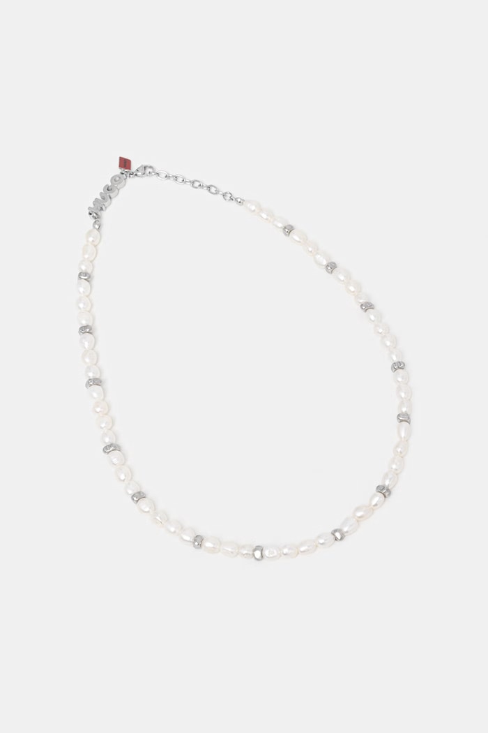 HUGO náhrdelník pánsky perleťový E-SHELLBEADS2-NEC strieborná 50552603