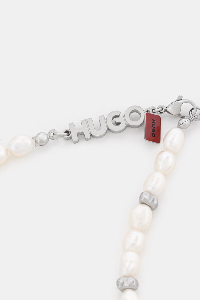 HUGO náhrdelník pánsky perleťový E-SHELLBEADS2-NEC 50552603 strieborná SS26