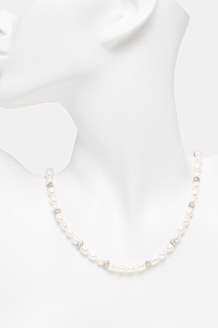 Doplnky HUGO náhrdelník pánsky perleťový E-SHELLBEADS2-NEC 50552603 strieborná