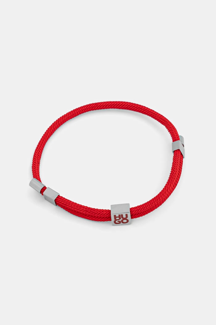 Akcesoria HUGO komplet bransoletek męskich bez kamienia E-HUGOCORD3-BRA 2-pack 50552605 czerwony