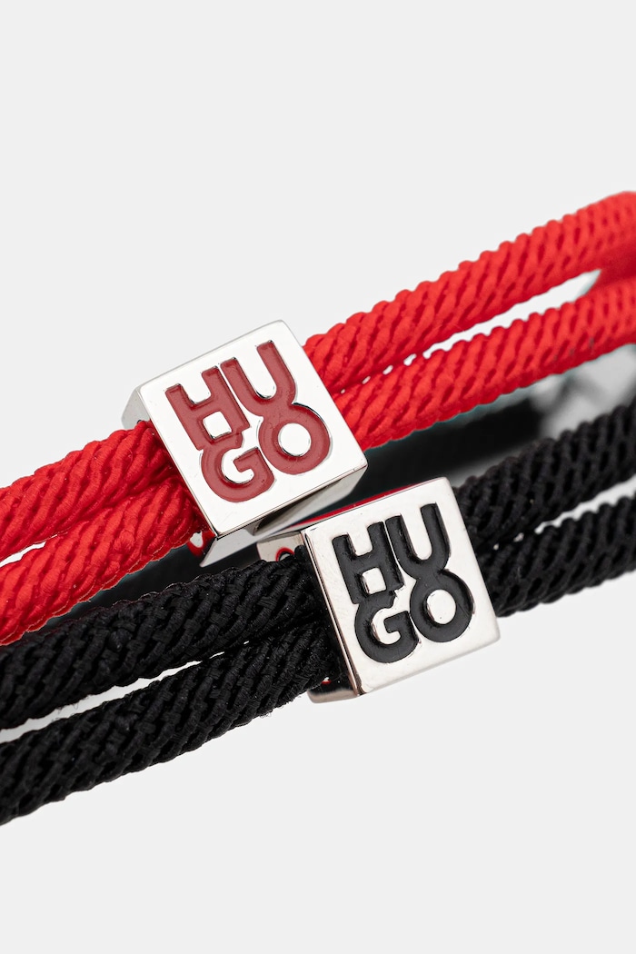 HUGO komplet bransoletek męskich bez kamienia E-HUGOCORD3-BRA 2-pack czerwony 50552605
