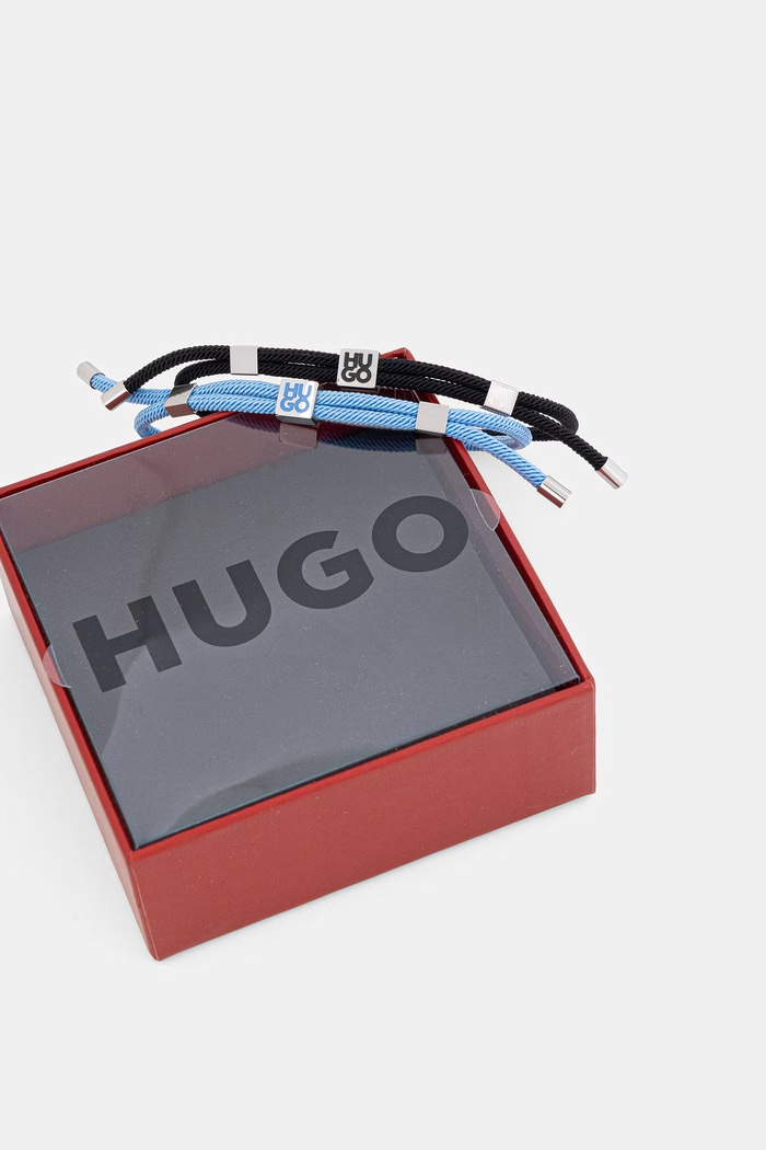Αξεσουάρ HUGO σετ βραχιόλια ανδρικά χωρίς πέτρα E-HUGOCORD3-BRA 2-pack 50552605 μπλε
