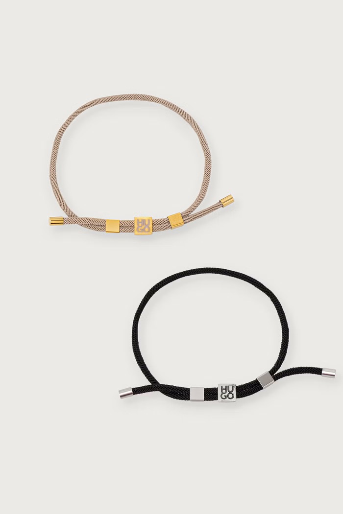 HUGO sada náramků pánská E-HUGOCORD3-BRA 2-pack 50552605 černá SS26