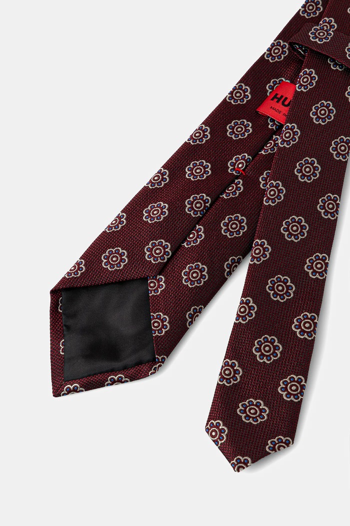 Kravata z dodatkom svile HUGO Tie cm 7.5 50557591 bordo SS26