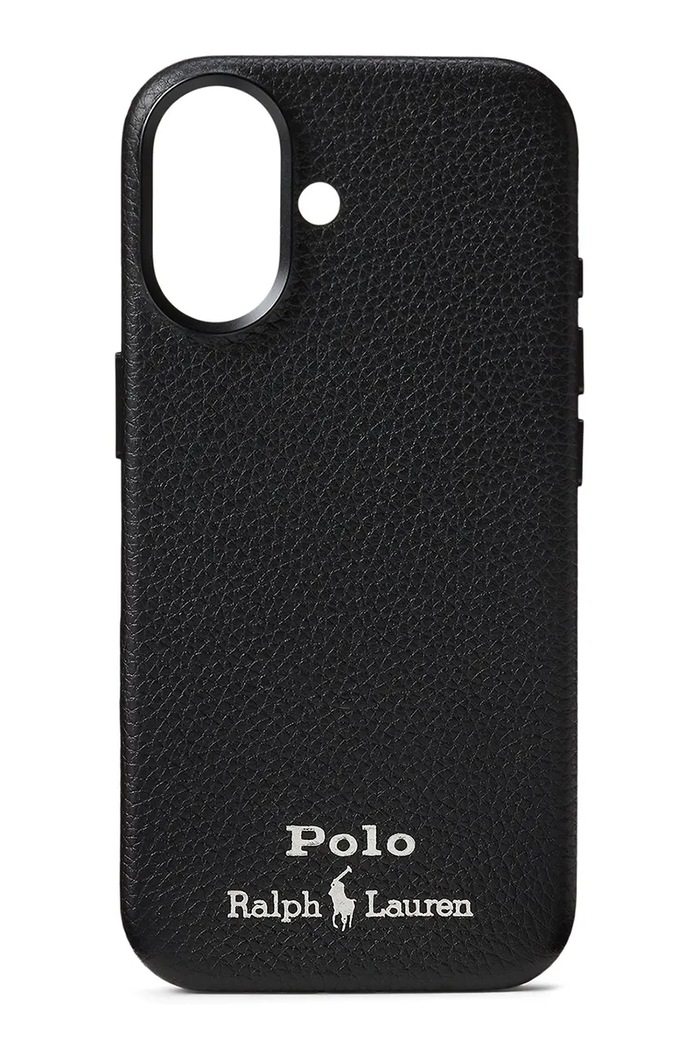 Kožené puzdro na mobil Polo Ralph Lauren iPhone 17 nášivka čierna 405P17553
