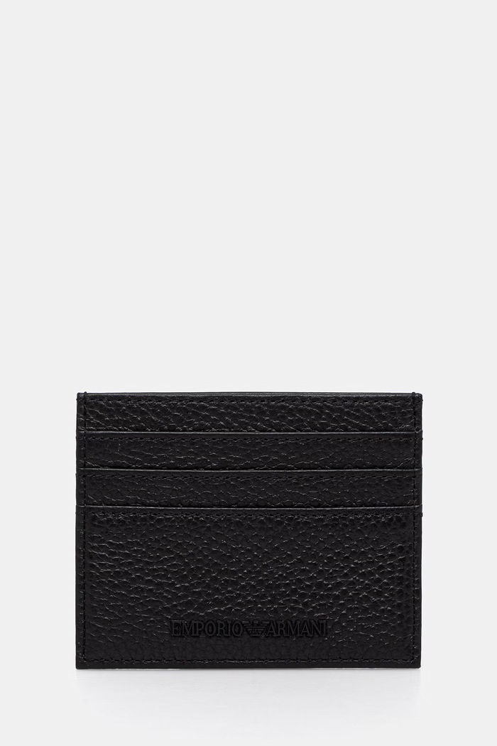 Akcesoria Emporio Armani etui na karty i pasek skórzany EM002772.AF13396 czarny