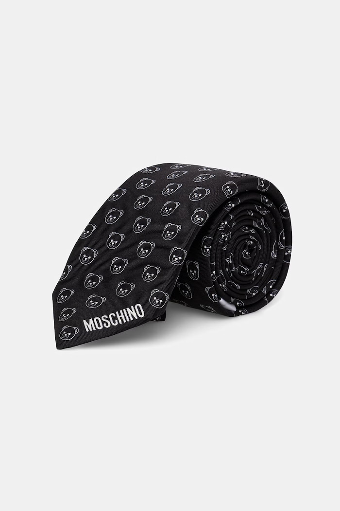 Moschino cravată de bărbați de mătase negru M5895.55079