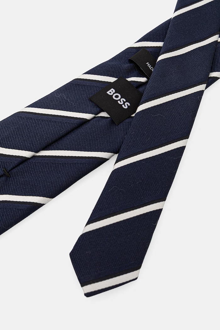 BOSS krawat męski z jedwabiem TIE CM 7.5 262 50560845 granatowy SS26