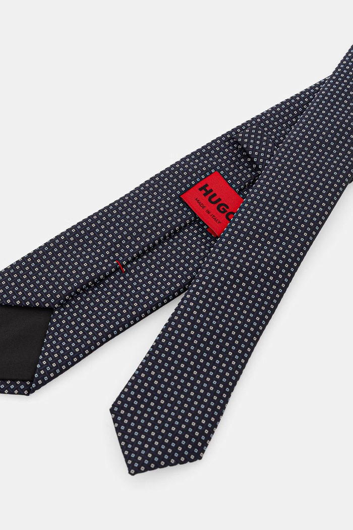 HUGO Kravata pánska s hodvábom 6 cm 50561649 tmavomodrá SS26