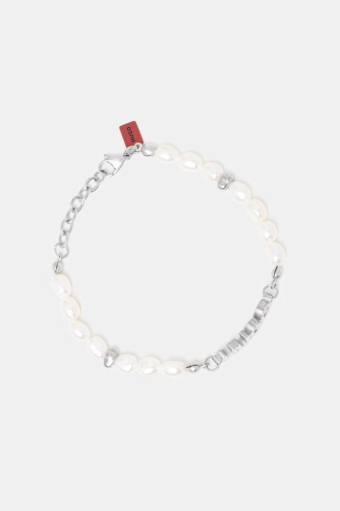 HUGO brățară pentru bărbați sidefie E-SHELLBEADS2-BRA argintiu 50552604