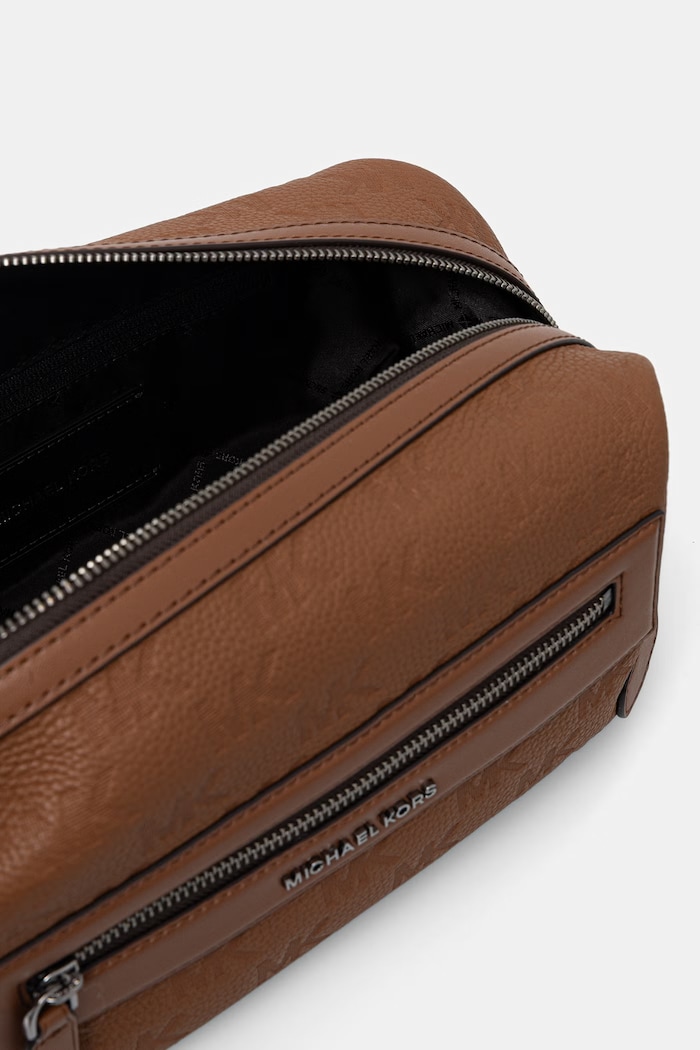Michael Kors kozmetická taška pánska kožená 33S6LJSN2L hnedá