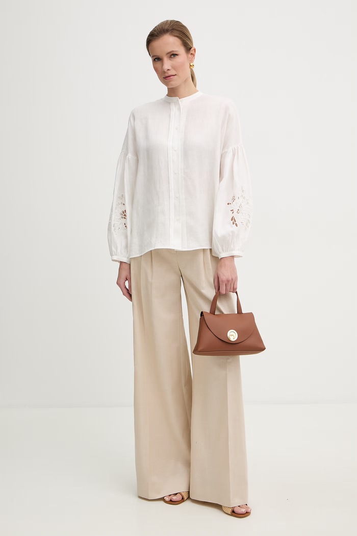 Weekend Max Mara dámska ľanová košeľa ESTRO 2615111032600 biela SS26