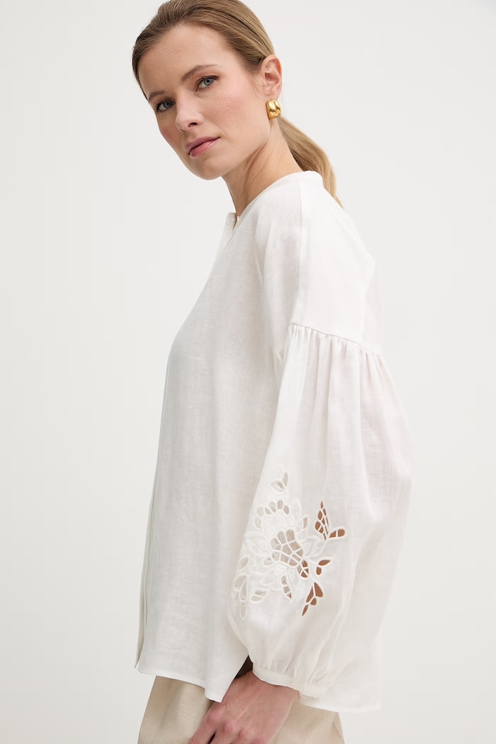 Weekend Max Mara dámska ľanová košeľa ESTRO biela 2615111032600